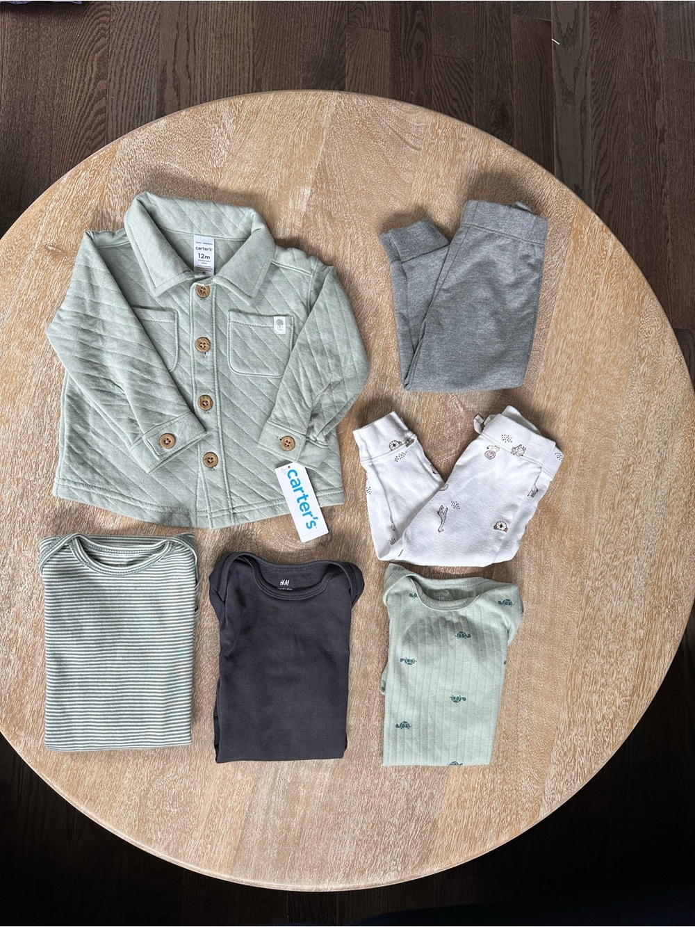 Lot of 6 Carter's Baby 12 month clothes Jacket, pants, and onesies